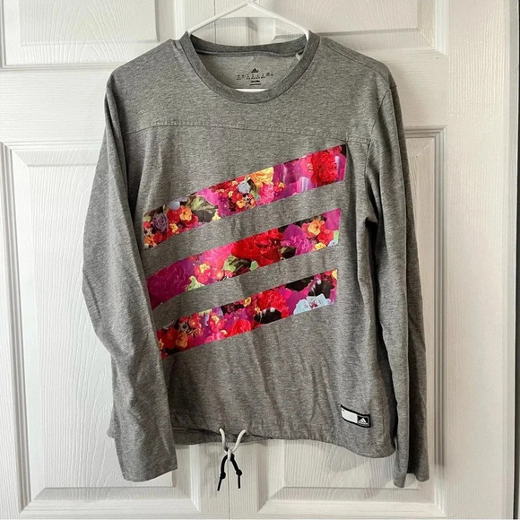 Adidas Climalite Floral Stripe Crewneck Sweatshirt size Med - Picture 1 of 3